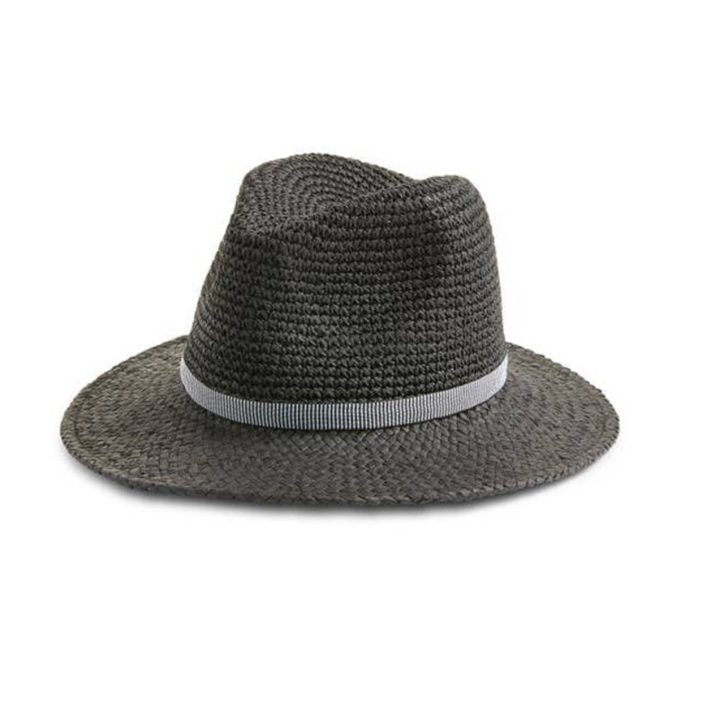 NEW TREASURE & BOND Black Combo Mixed Weave Panama Hat One Size